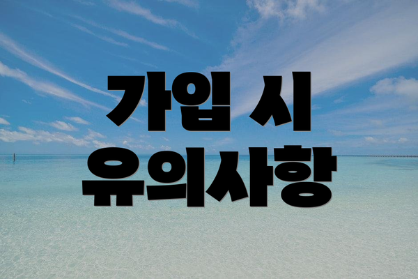 가입 시 유의사항