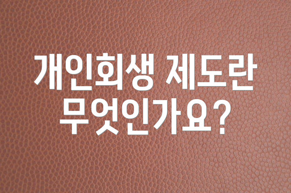 개인회생 제도란 무엇인가요?