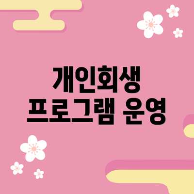 개인회생 프로그램 운영