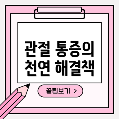 관절 통증의 천연 해결책