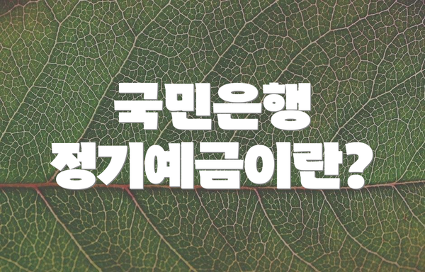 국민은행 정기예금이란?