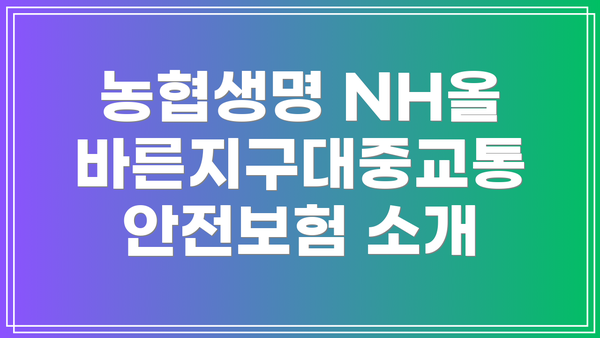 농협생명 NH올바른지구대중교통안전보험 소개