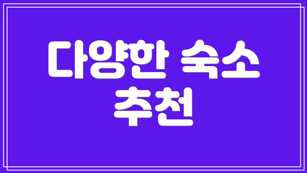 다양한 숙소 추천