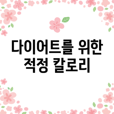 다이어트를 위한 적정 칼로리
