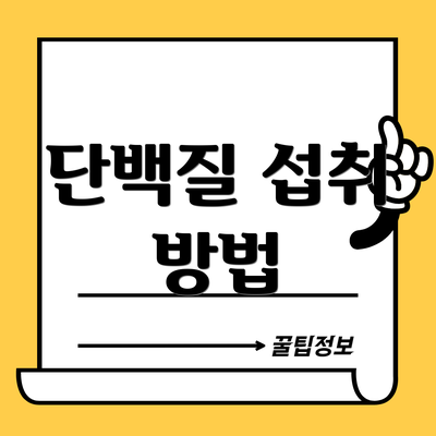 단백질 섭취 방법
