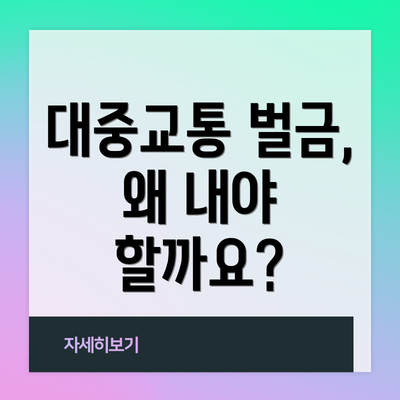 대중교통 벌금, 왜 내야 할까요?