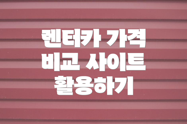렌터카 가격 비교 사이트 활용하기