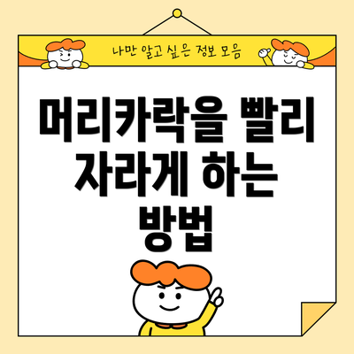 머리카락을 빨리 자라게 하는 방법