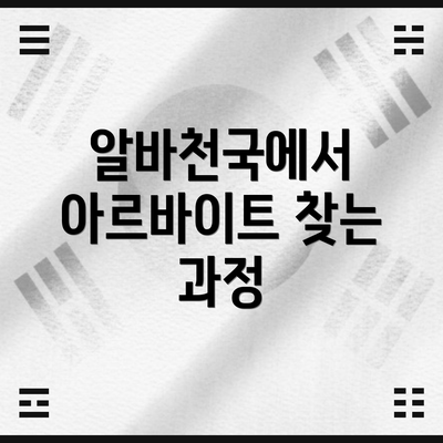 알바천국에서 아르바이트 찾는 과정