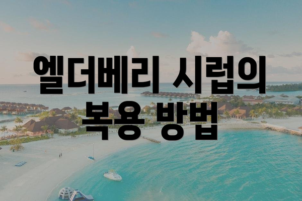 엘더베리 시럽의 복용 방법