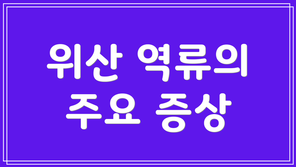 위산 역류의 주요 증상