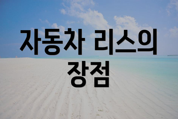 자동차 리스의 장점