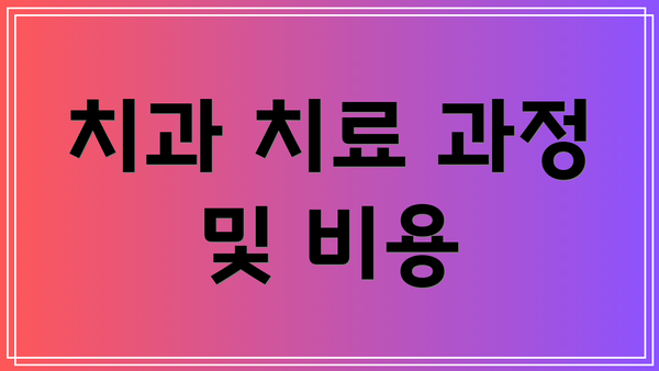 치과 치료 과정 및 비용