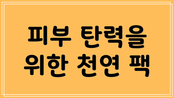 피부 탄력을 위한 천연 팩