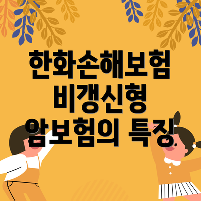 한화손해보험 비갱신형 암보험의 특징