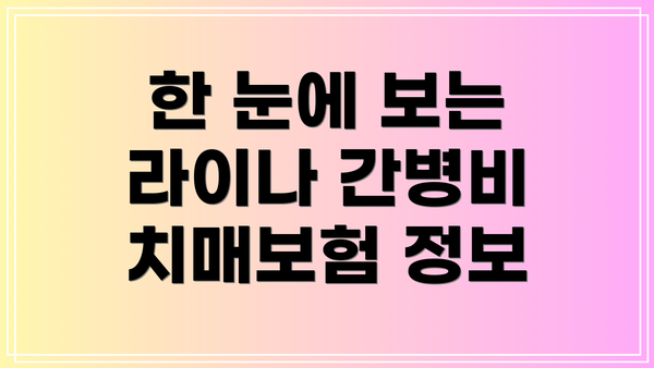 한 눈에 보는 라이나 간병비 치매보험 정보