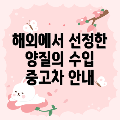 해외에서 선정한 양질의 수입 중고차 안내