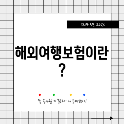 해외여행보험이란?