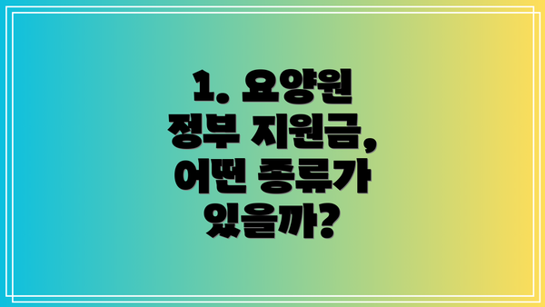 1. 요양원 정부 지원금, 어떤 종류가 있을까?