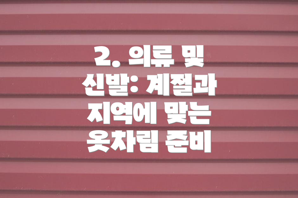 2. 의류 및 신발: 계절과 지역에 맞는 옷차림 준비
