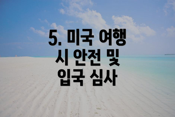 5. 미국 여행 시 안전 및 입국 심사