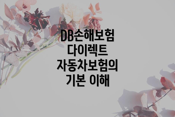 DB손해보험 다이렉트 자동차보험의 기본 이해