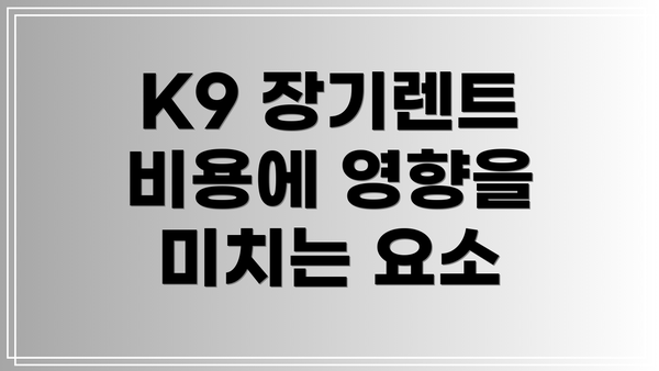 K9 장기렌트 비용에 영향을 미치는 요소