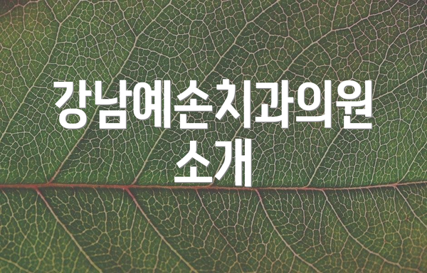 강남예손치과의원 소개