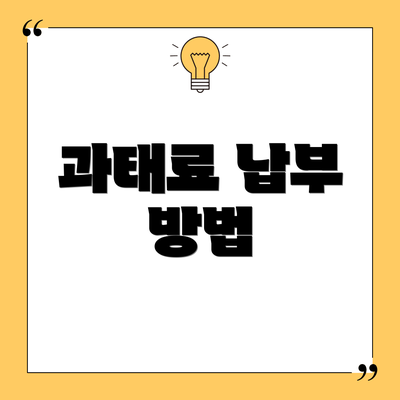 과태료 납부 방법