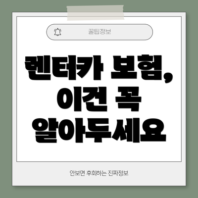 렌터카 보험, 이건 꼭 알아두세요