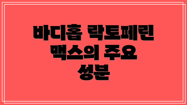 바디홉 락토페린 맥스의 주요 성분