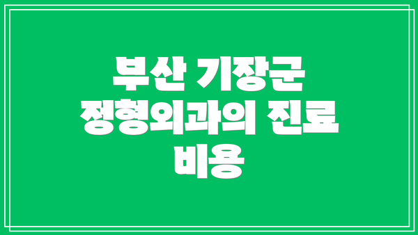 부산 기장군 정형외과의 진료 비용
