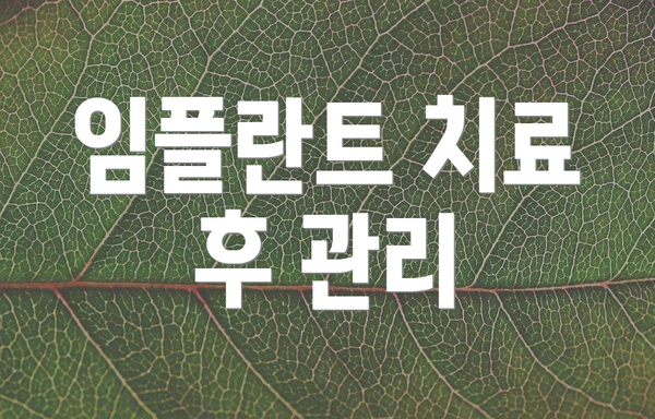 임플란트 치료 후 관리
