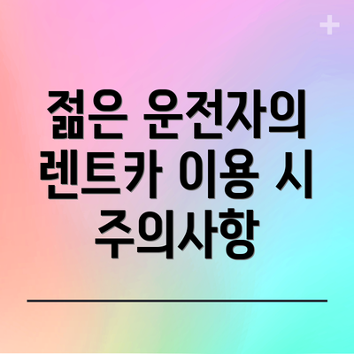 젊은 운전자의 렌트카 이용 시 주의사항