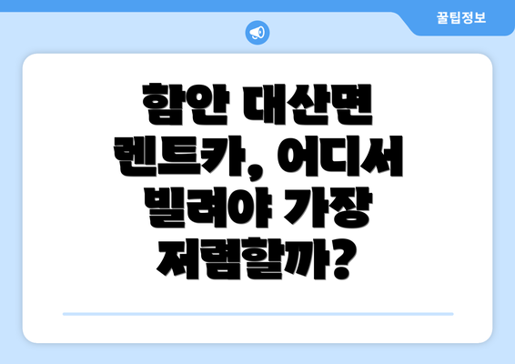 함안 대산면 렌트카, 어디서 빌려야 가장 저렴할까?
