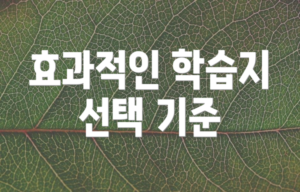 효과적인 학습지 선택 기준