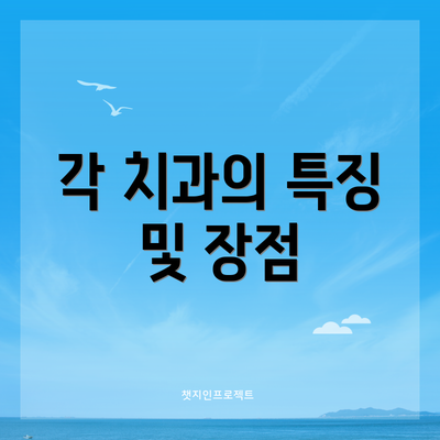 각 치과의 특징 및 장점
