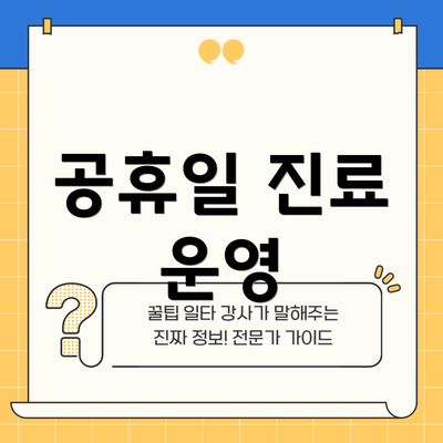 공휴일 진료 운영