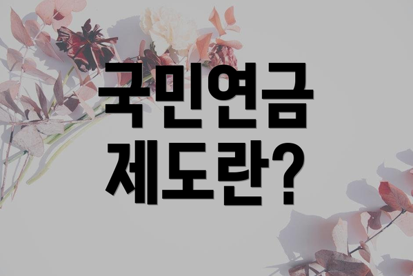국민연금 제도란?