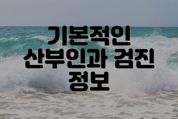 기본적인 산부인과 검진 정보