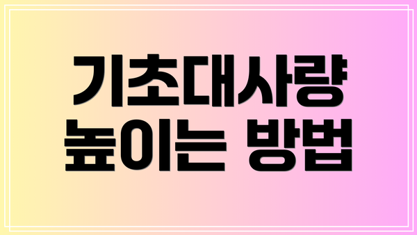 기초대사량 높이는 방법