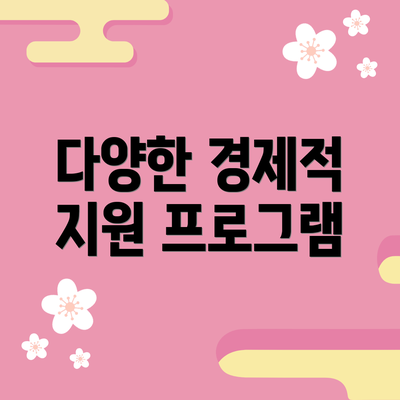 다양한 경제적 지원 프로그램
