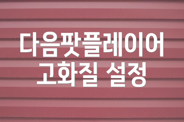 다음팟플레이어 고화질 설정