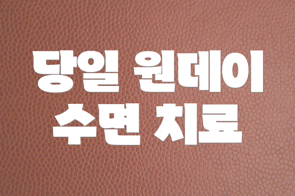 당일 원데이 수면 치료
