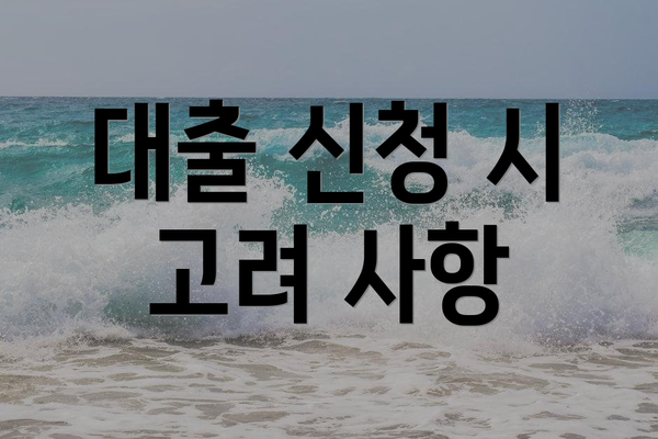 대출 신청 시 고려 사항