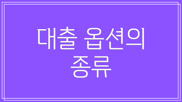 대출 옵션의 종류