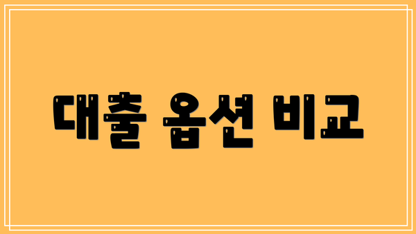 대출 옵션 비교