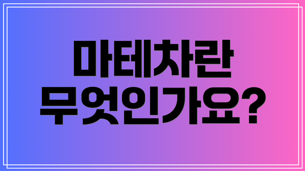 마테차란 무엇인가요?