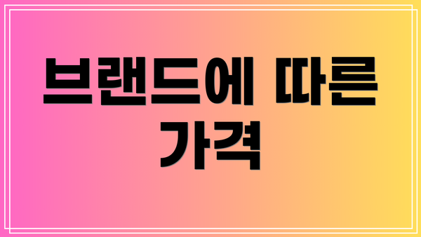 브랜드에 따른 가격