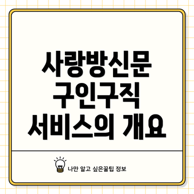 사랑방신문 구인구직 서비스의 개요